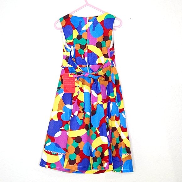 Silly Sissy Multicolor Abstract Fruit Dress Sleeveless Tie Back - Picture 3 of 7
